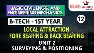 Local Attraction  Fore Bearing amp Back Bearing  Unit 2 Surveying amp Positioning [upl. by Kiley]