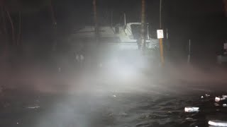 Hurricane MILTON Smashes into Venice Florida  Storm Surge Roaring in  Roofs Coming off 10092024 [upl. by Leonteen]