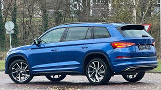 Skoda NEW Kodiaq 2022 Sportline in 4K Race Blue Metal 20 Inch Vega Walk around amp detail inside [upl. by Eninahpets673]