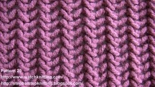 Herringbone Stitch  Free Knitting Patterns  Stitch 20 [upl. by Airlia]