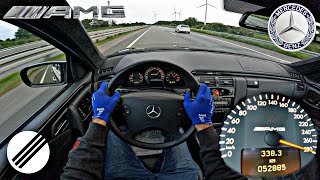 MercedesBenz E55 AMG W210 TOP SPEED DRIVE ON GERMAN AUTOBAHN 🏎 [upl. by Alicsirp]