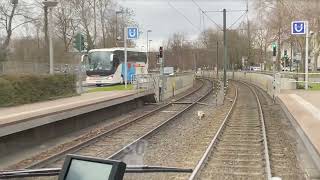 Rheinbahn Linie U74 der Stadtbahn Düsseldorf  Führerstandsmitfahrt 2023 [upl. by Victorie]