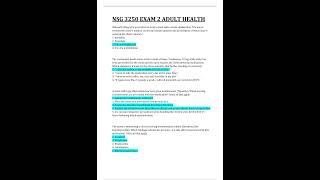 NSG 3250 NSG3250 EXAM 2 ADULT HEALTH QUESTIONS WITH 100 CORRECT ANSWERS pdf [upl. by Conan752]