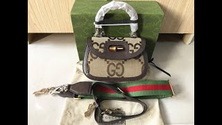 Original Gucci Bamboo 1947 Jumbo GG Small Top Handle Bag HD Unboxing [upl. by Yevad]