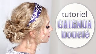 Chignon bouclé pour les fêtes ★ Tuto coiffure pour soirée cheveux mi long [upl. by Rechaba]