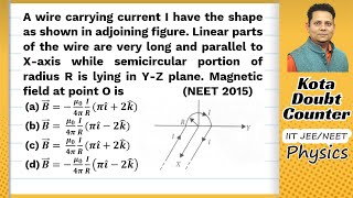 A wire carrying current I has the shape as shown in adjoining figure Linear parts of the wire are [upl. by Wren]