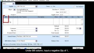 How to record suppliers credit note and apply to Open Bills [upl. by Nosreh709]