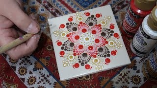 Ceramic Tile Dot Mandala Coasters  How To Paint Dot Mandalas 52 Lydia May Dotty Mandolly [upl. by Otila]