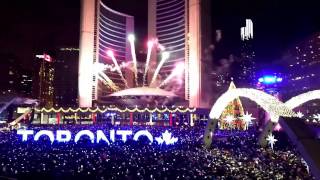 New Year Countdown  Toronto  Nathan Phillips Square Fireworks [upl. by Eittam328]