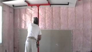 Ceiling drywall install with lift by Laurier Desormeaux [upl. by Huan]