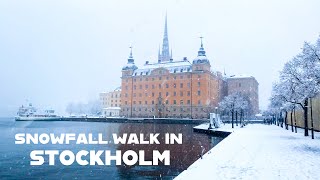 Sweden Stockholm 4K  Snowy Winter Walk 2022 [upl. by Trixie]