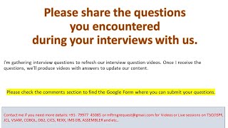 COBOL DB2 CICS REXX JCL VSAM Interview or scenario based interview questions [upl. by Kelwen238]