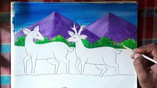 how to draw deer🦌 poster colur essay 😍 kidsdrawingpostercolour trending painting art drawing [upl. by Lepine]