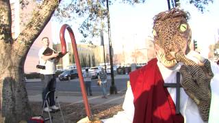 Raptor Jesus and guy preaching outside FC 2014 [upl. by Danforth]