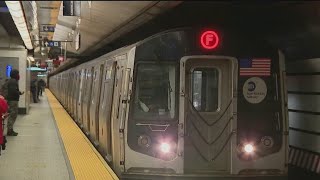 Crowded subway trains in New York City [upl. by Derrek]