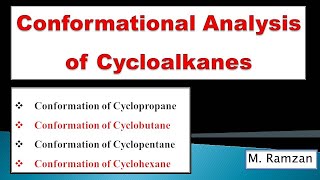 Conformational analysis of cycloalkanes Conformation of Cyclopropane Conformation of Cyclobutane [upl. by Tierza]