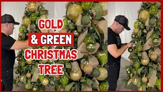 CHRISTMAS DECORATIONS 2024  Decorate A GLAM Christmas Tree In Gold And Green  Ramon At Home [upl. by Suhsoj]