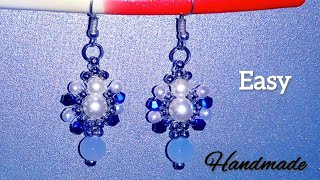 Easy earrings makingHandmade jewellery at homeSimple earrings ideaপুতির দুল [upl. by Iron]