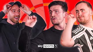 Maguire and Eriksen TAKE ON Littler in darts challenge 👀🎯 [upl. by Morgan]