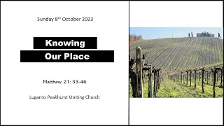 Lugarno Peakhurst Uniting Church Online Service 8th October 2023 [upl. by Baras]