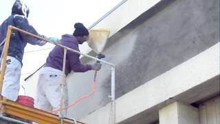 EZ Tex SprayAll Spraying Stucco Color Coat [upl. by Lisabeth]