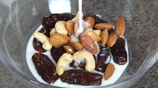 Add milk into dates and nuts you will be surprised with the result [upl. by Henricks]