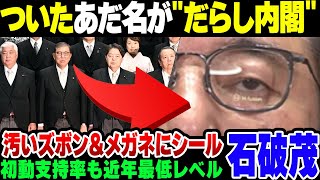 【石破茂】組閣写真があまりにみっともなさすぎて『だらし内閣』と名付けられた石破内閣、初動支持率が割と終わっている模様【ゆっくり解説】 [upl. by Zeus]