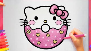 HOW TO DRAW HELLO KITTY WITH LOVE HEARTS  EASY DRAWING TUTORIAL [upl. by Careaga982]