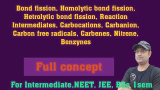 Bsc Sem1 unit V  bond fission  reagentsreaction intermediates types of reactions [upl. by Wyndham80]