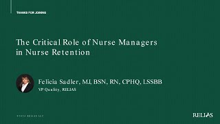 Sponsored Webinar The Critical Role of Nurse Managers in Nurse Retention [upl. by Tiram]