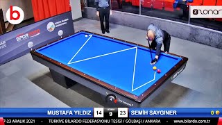 3 Cushion Billiards SEMİH SAYGINER vs MUSTAFA YILDIZ  ANKARA  billar tres bandas [upl. by Aseeram123]