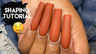 HOW TO SHAPE PERFECT TAPERED SQUARE NAILS  Tutorial  Sculpted Nails [upl. by Paschasia669]