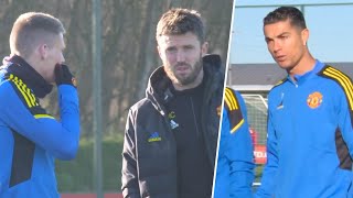 Michael Carrick watches over Man Utd training ahead of Champions League clash with Villarreal [upl. by Bryanty437]