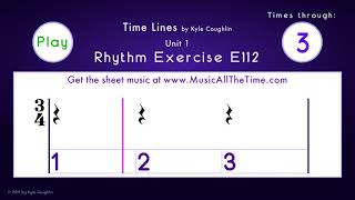 How to Play Quarter Rests in 34  Exercise E112 Time Lines [upl. by Gilroy]