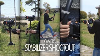 Camera Stabilizer Shootout  SteadyCross Glidecam Gimbal HaloRig and Handheld [upl. by Atillertse]