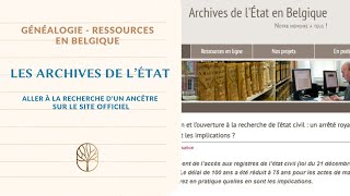 Belgique Aller à la recherche dun ancêtre  le site officiel des Archives de lÉtat [upl. by Nilyram]