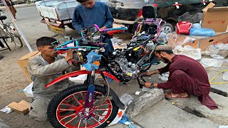 Assembling 200cc 2 Wheels Electric Bike in Afghanistan [upl. by Nolita]