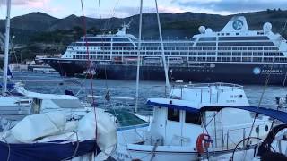 Azamara Quest fails to dock under strong side winds at port of Dubrovnik [upl. by Nywloc802]