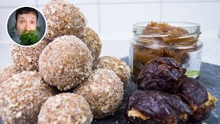 3 köstliche Rezepte aus Datteln Dattelmus Dattelpraline gefüllte Datteln  Vegane Rezepte [upl. by Waldner]