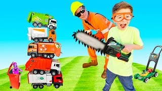 Garbage Trucks  Lawn mowers  rescue vehicles for kids video  blippi toys  min min playtime [upl. by Ardy]