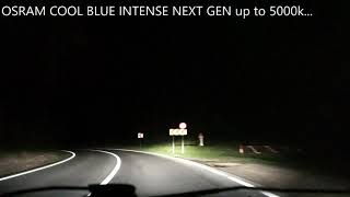 OSRAM COOL BLUE INTENSE NEXT GEN 5000k H7 Halogen Road Test [upl. by Fernand854]