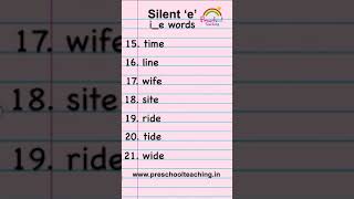 Silent ‘e’ ie words Part2  silent e wordlist phonics silente preschoolteaching [upl. by Lemmor]