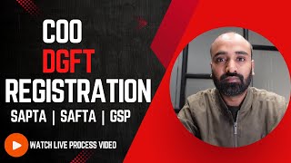 How to Apply for COO DGFT Registration  Certificate of Origin  SAPTA  GSP  SAFTA [upl. by Laina]