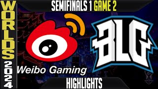 WBG vs BLG Highlights Game 2  LoL Worlds 2024 Knockouts Semifinals  Weibo vs Bilibili G2 [upl. by Neibaf]