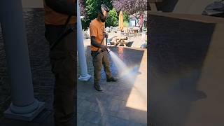 How to install polymeric sand diy satisfying asmr construction masonry pavers workhard [upl. by Auhsej]