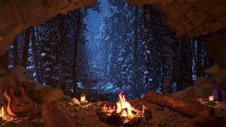 Relax In A Cozy Winter Cave With A Crackling Fire  Fall Asleep Fast  Winter Ambience  4K  8Hrs [upl. by Alderman]