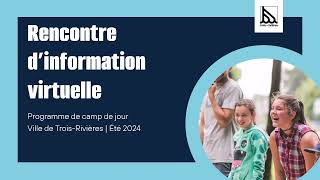 Rencontre dinformation virtuelle  Camp de jour [upl. by Deva]