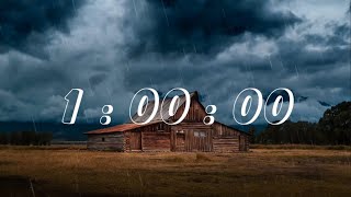 1 Hour White Noise Rain and Thunder timer with Alarm [upl. by Ihn]