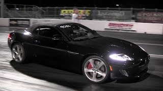 510 HP Supercharged Jaguar XKR  14 Mile Drag Test 122  114 mph  Road Test TV ® [upl. by Cleodell]