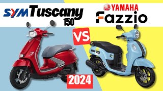 SYM Tuscany 150 vs Yamaha Fazzio  Side by Side Comparison  Specs amp Price  2024 [upl. by Nimajeb]